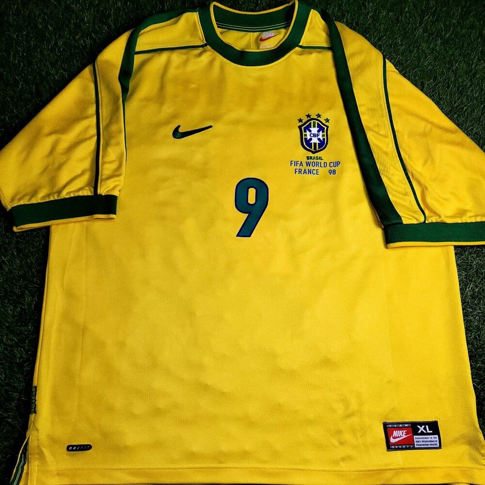 Ronaldo Brazil 1998 WORLD CUP Nike Home Soccer Jersey XL